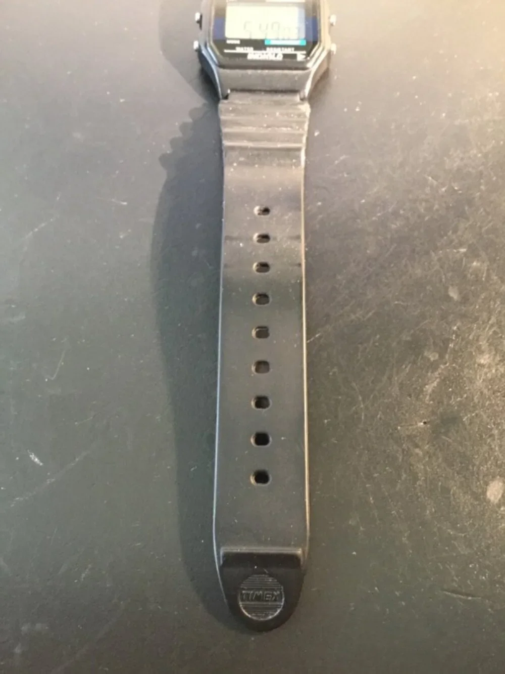 Timex T80 Digital Watch – Black Resin Band – INDIGLO – WR 30M – Tested & Working
